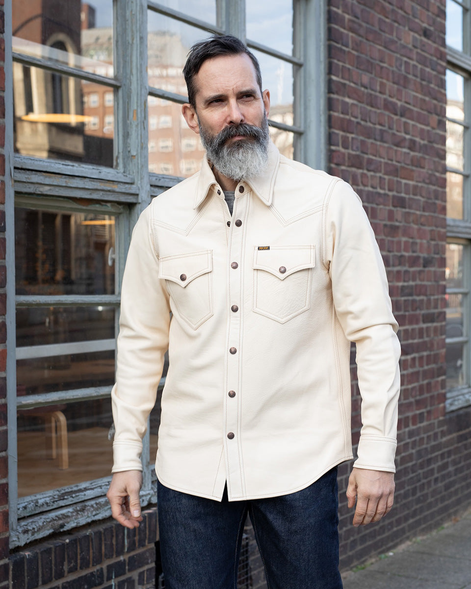IHSB-PR-NAT - Iron Heart X Simmons Bilt Horsehide Western Shirt - The Pale Rider - Natural