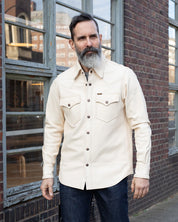 IHSB-PR-NAT - Iron Heart X Simmons Bilt Horsehide Western Shirt - The Pale Rider - Natural