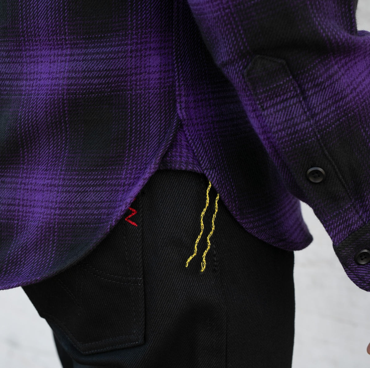 IHSH-265-PUR - Ultra Heavy Flannel Ombré Check Work Shirt - Purple/Black
