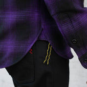 IHSH-265-PUR - Ultra Heavy Flannel Ombré Check Work Shirt - Purple/Black