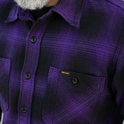 IHSH-265-PUR - Ultra Heavy Flannel Ombré Check Work Shirt - Purple/Black