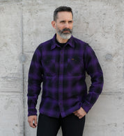 IHSH-265-PUR - Ultra Heavy Flannel Ombré Check Work Shirt - Purple/Black
