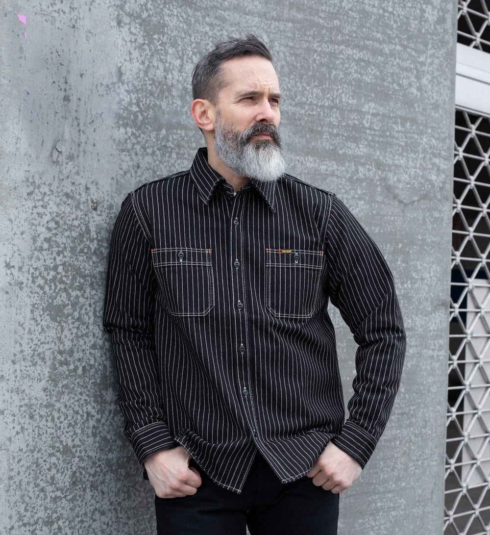 IHSH-266-BLK - 12oz Wabash Work Shirt - Black