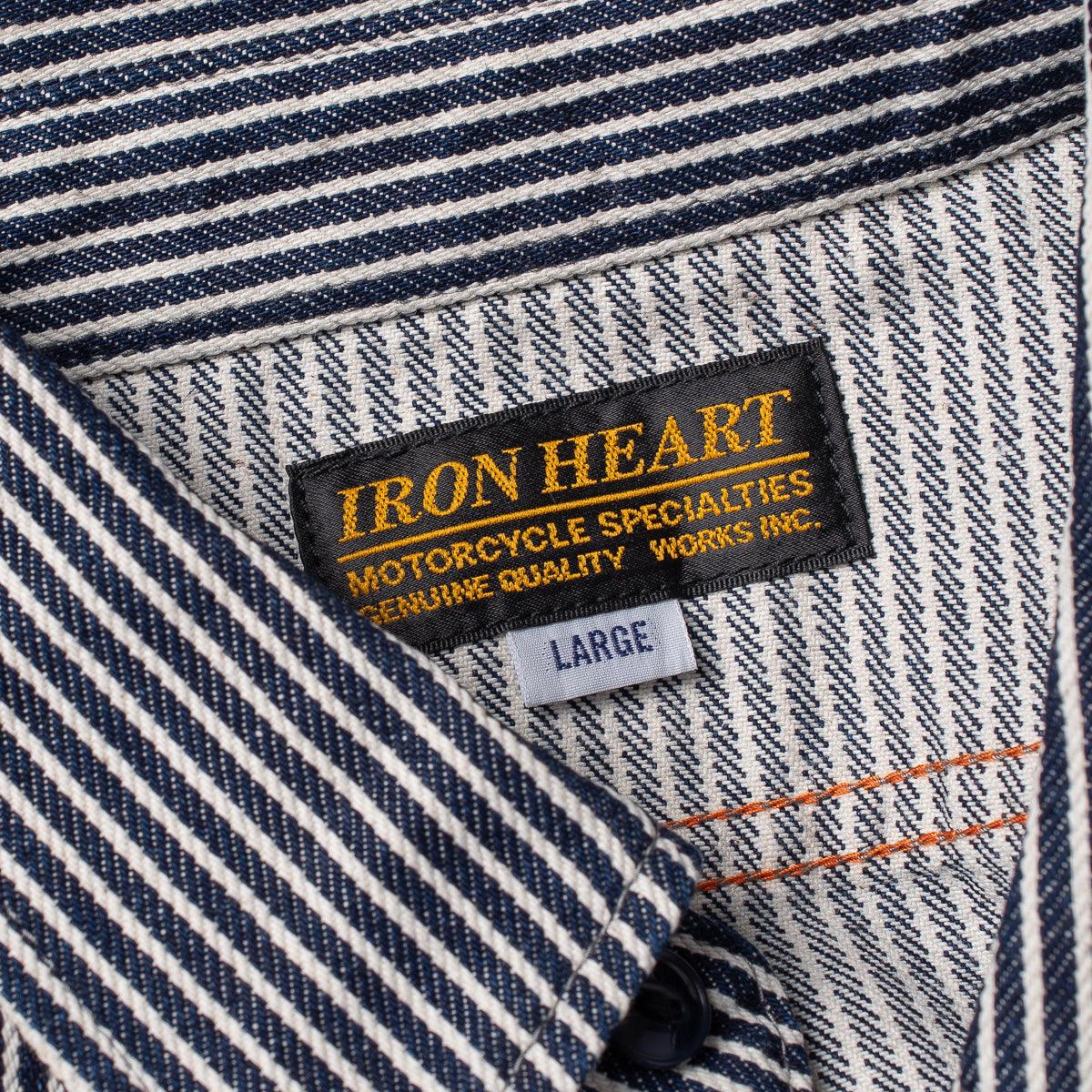 Image showing the IHSH-274-IND - 12oz Hickory Stripe Work Shirt - Indigo which is a Shirts described by the following info Iron Heart, Released, Shirts, Tops and sold on the IRON HEART GERMANY online store