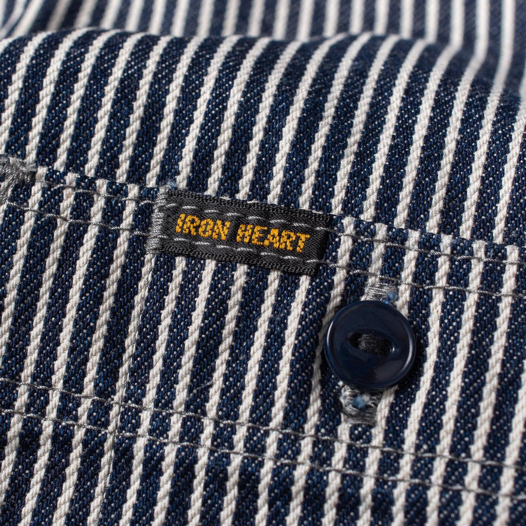 Image showing the IHSH-274-IND - 12oz Hickory Stripe Work Shirt - Indigo which is a Shirts described by the following info Iron Heart, Released, Shirts, Tops and sold on the IRON HEART GERMANY online store