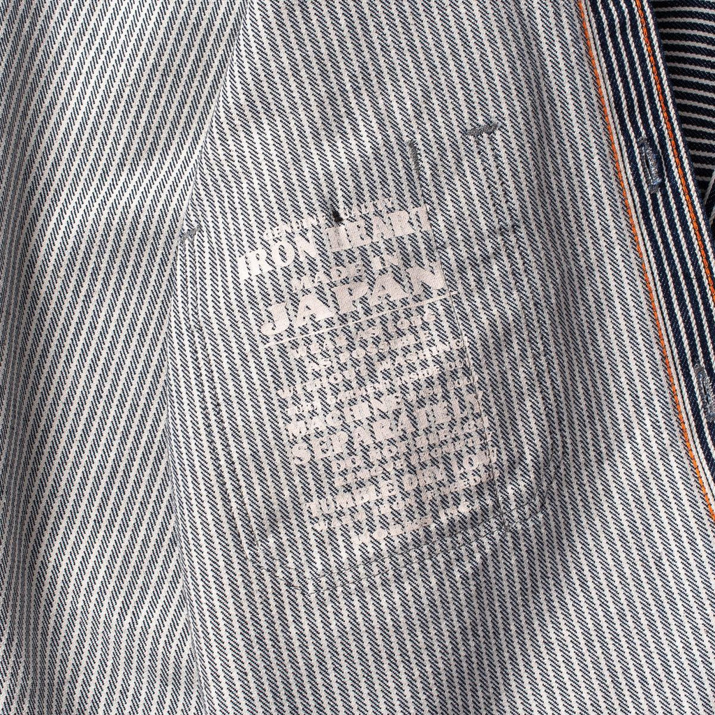 Image showing the IHSH-274-IND - 12oz Hickory Stripe Work Shirt - Indigo which is a Shirts described by the following info Iron Heart, Released, Shirts, Tops and sold on the IRON HEART GERMANY online store