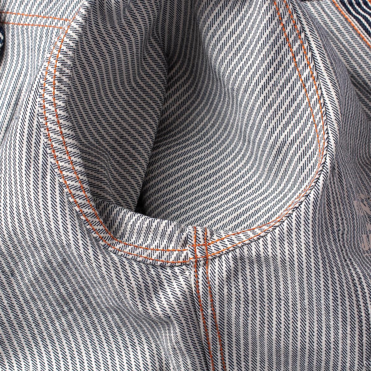 Image showing the IHSH-274-IND - 12oz Hickory Stripe Work Shirt - Indigo which is a Shirts described by the following info Iron Heart, Released, Shirts, Tops and sold on the IRON HEART GERMANY online store