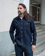 IHSH-326-IND - 12oz Selvedge Indigo Denim Work Shirt with Snaps - Indigo