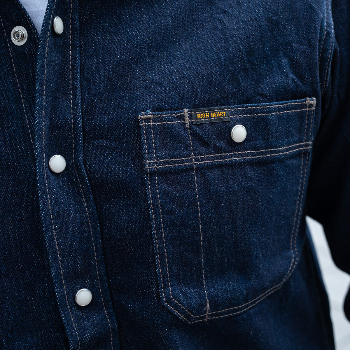 IHSH-326-IND - 12oz Selvedge Indigo Denim Work Shirt with Snaps 