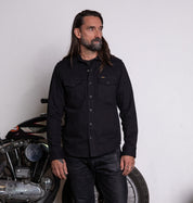 IHSH-410-BLK - 14oz Herringbone CPO Western Shirt - Black