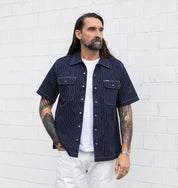 IHSH-416-IND - 10oz Wabash Short Sleeved Mechanic Shirt - Indigo