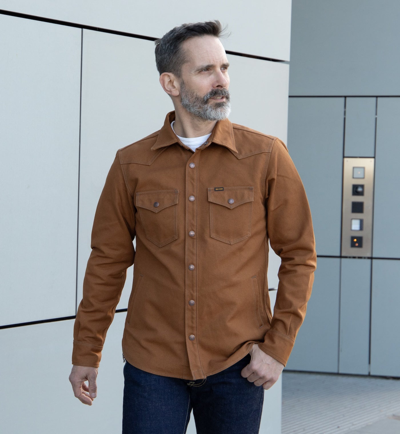 IHSH-422-BRN - 17oz Cotton Duck CPO Shirt - Brown – IRON HEART GERMANY
