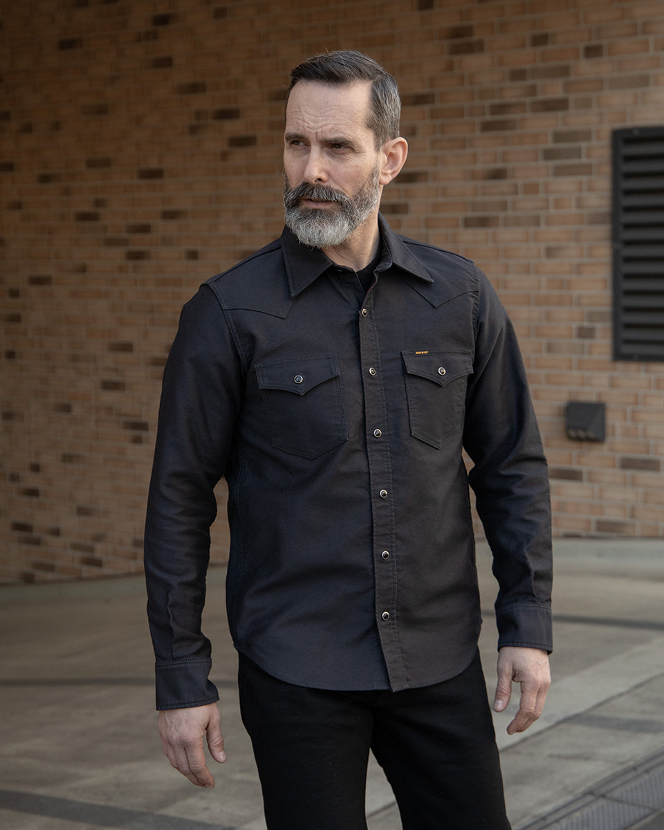 IHSH-426-BLK - 12oz Military Moleskin Western Shirt - Black – IRON