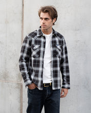 IHSH-439-BLK - SS26 - 9oz Selvedge Flannel Western Shirt - Black Check
