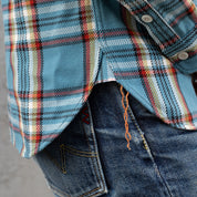 IHSH-442-SAX - SS26 - 9oz Selvedge Flannel Work Shirt - Sax Blue Check
