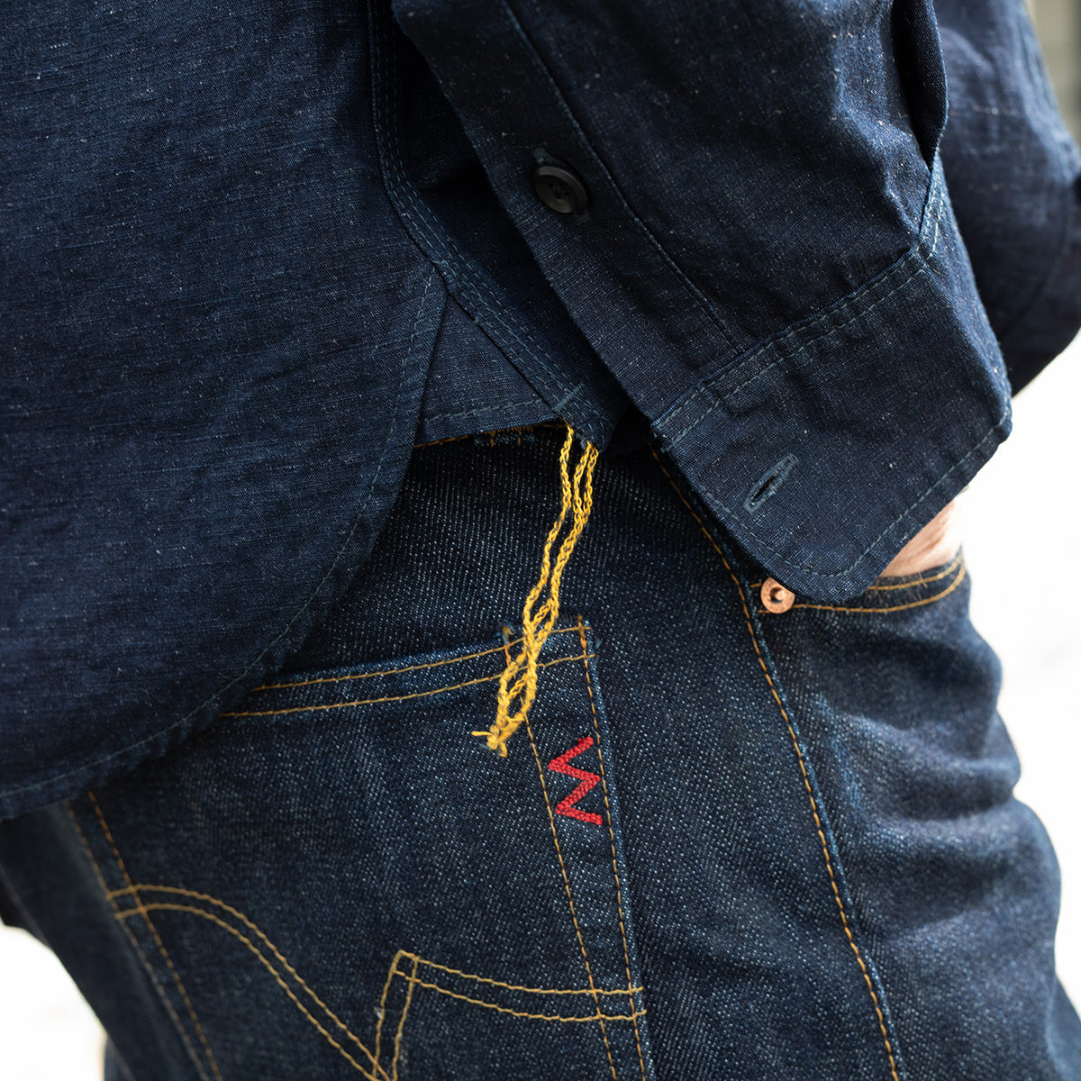 IHSH-443-IND - SS26 - 7oz Cotton Linen Chambray Work Shirt - Indigo