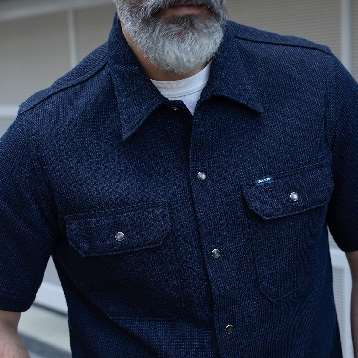 IHSH-445-IND - SS26 - 10oz Dobby Cloth Short Sleeve Mechanic Shirt - Indigo