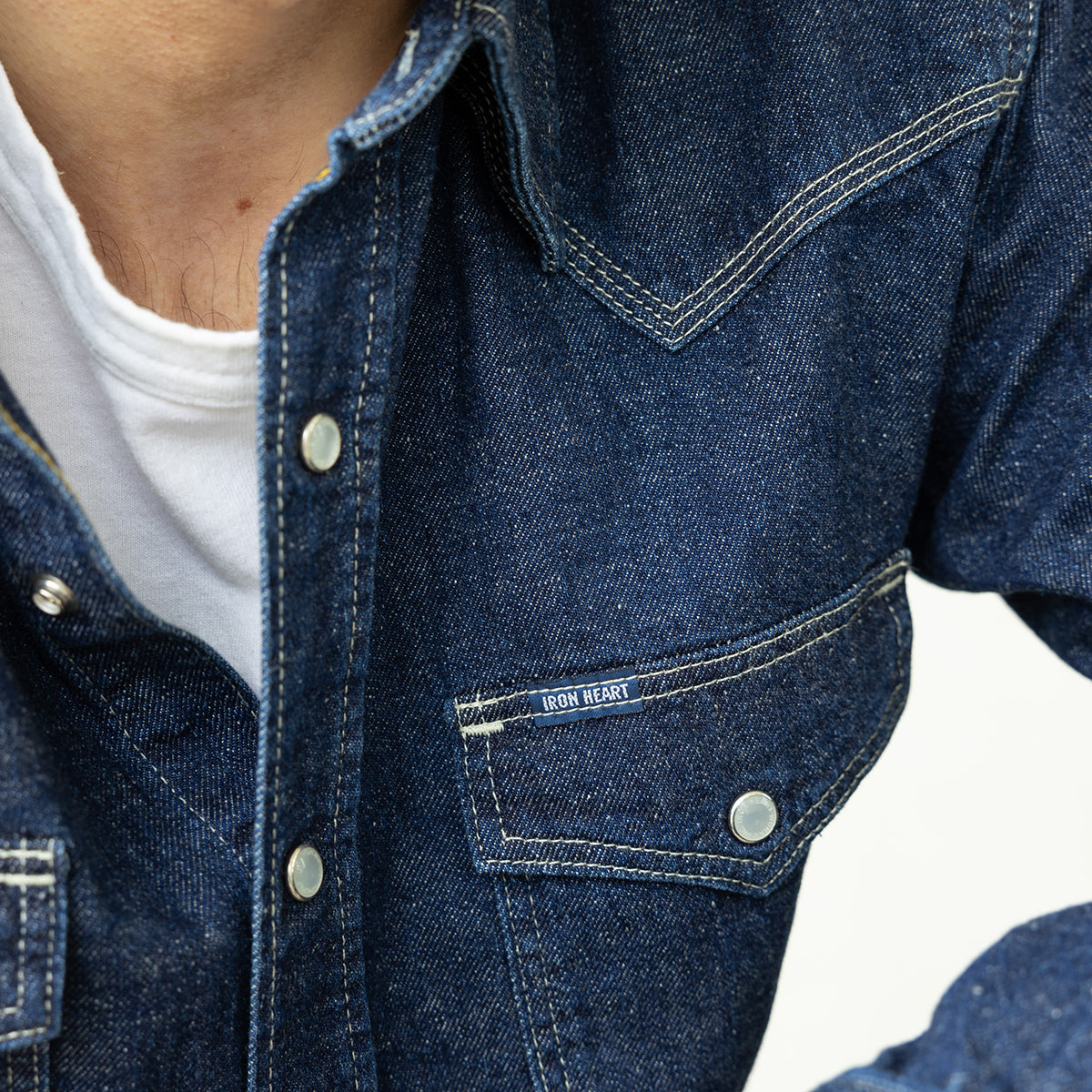 IHSH-448-IND - FW26 - 7oz Recycled Cotton Denim Western Shirt - Indigo