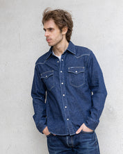 IHSH-448-IND - FW26 - 7oz Recycled Cotton Denim Western Shirt - Indigo