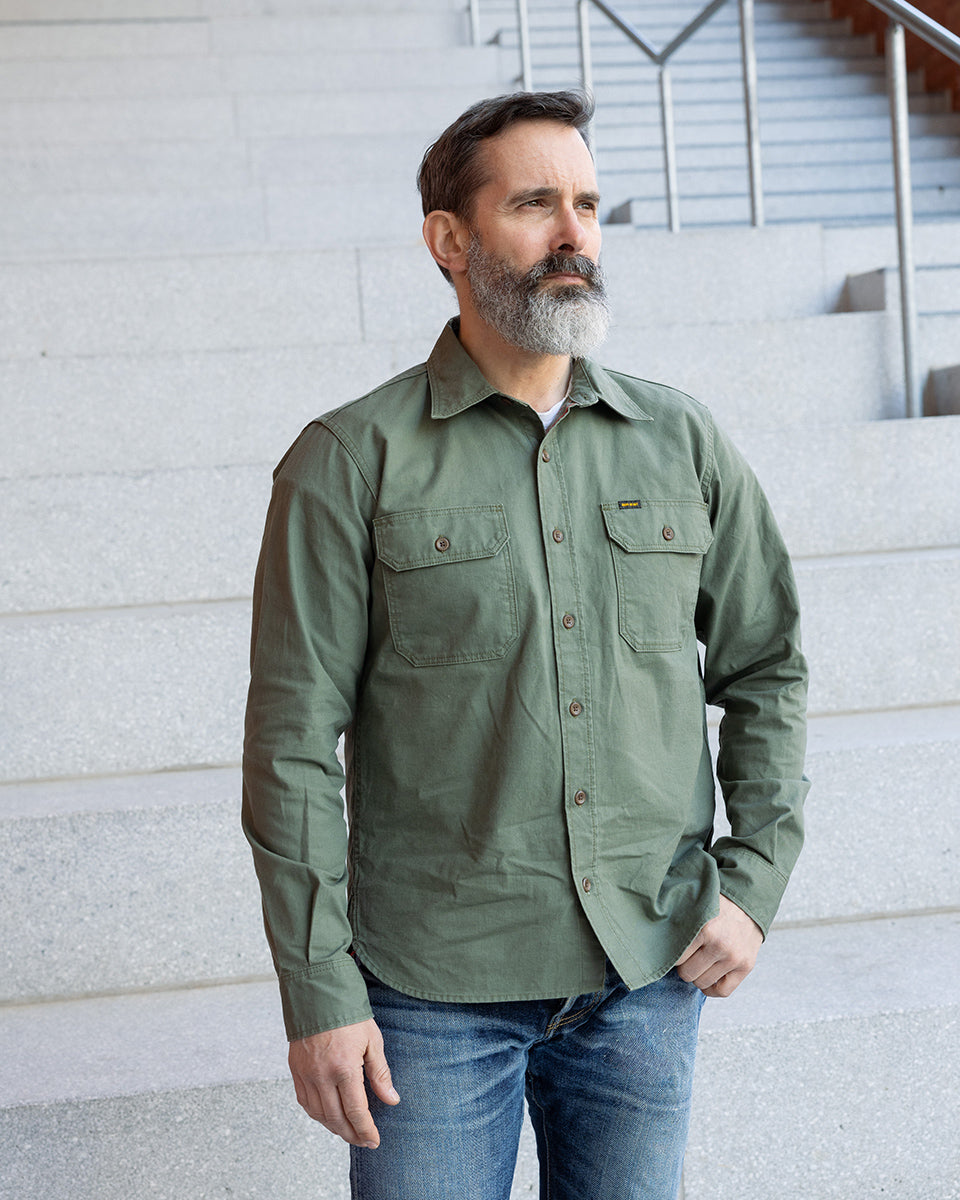 IHSH-449-GRN - FW26 - 8oz Military Work Shirt - Green