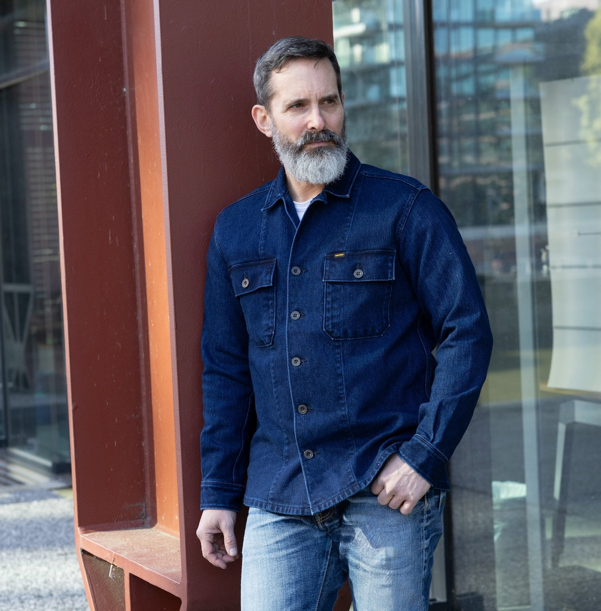IHSH-453-IND - FW26 - 12.5oz Indigo Kersey Military Shirt - Indigo