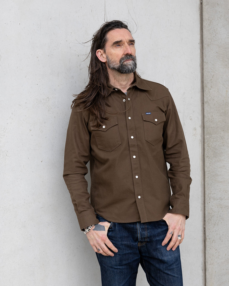 IHSH-454-BRN - FW26 - 11oz Military Serge Western Shirt - Brown