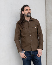 IHSH-454-BRN - FW26 - 11oz Military Serge Western Shirt - Brown