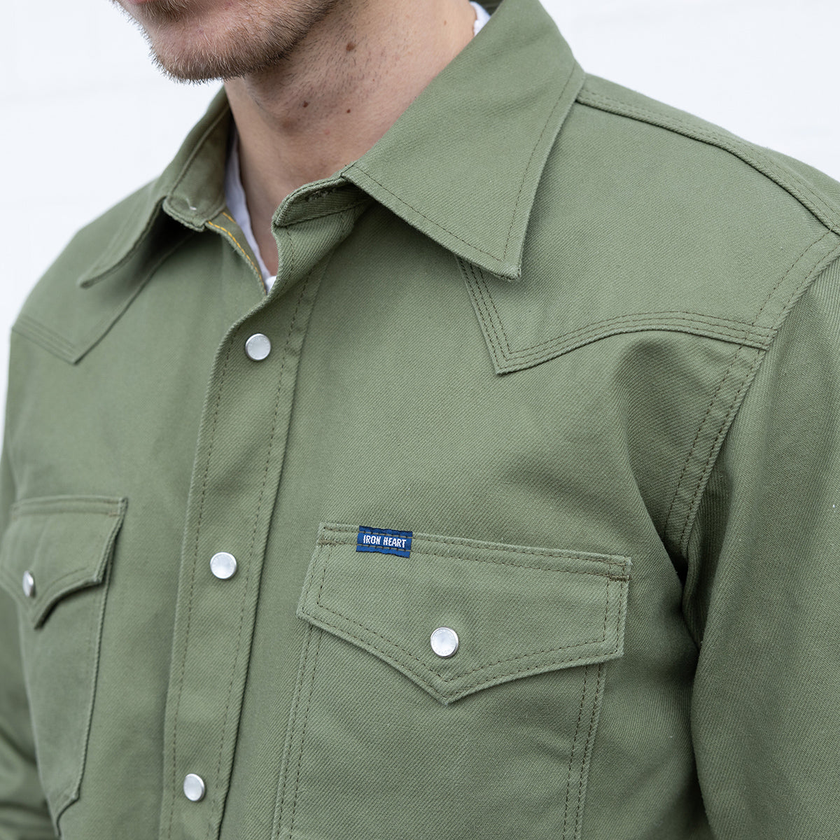IHSH-454-ODG - FW26 - 11oz Military Serge Western Shirt - Olive Drab Green