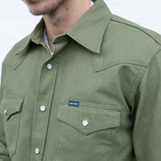 IHSH-454-ODG - FW26 - 11oz Military Serge Western Shirt - Olive Drab Green