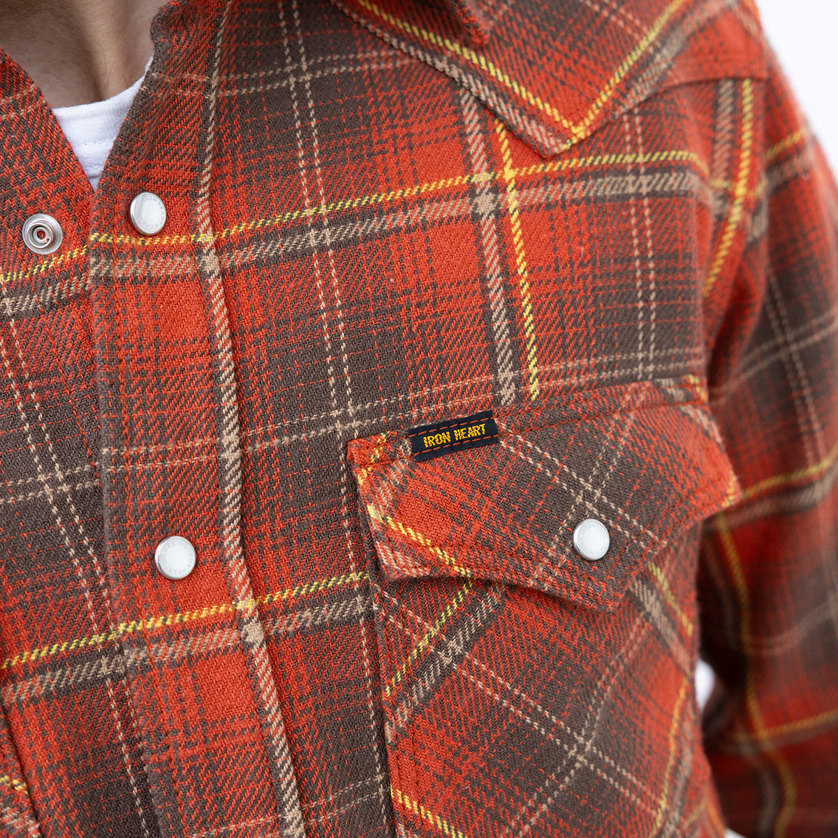 IHSH-455-RED - FW26 - 12oz Slubby Heavy Flannel Check Western Shirt - Red