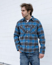 IHSH-458-BLU - FW26 - Heavy Flannel Check Work Shirt - Blue