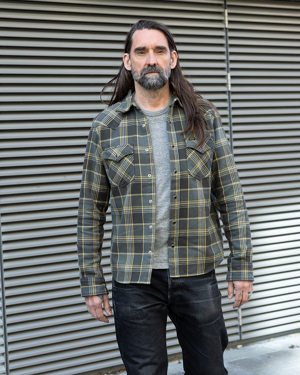 IHSH-461-GRY - FW26 - Ultra Heavy Flannel Check Western Shirt - Grey