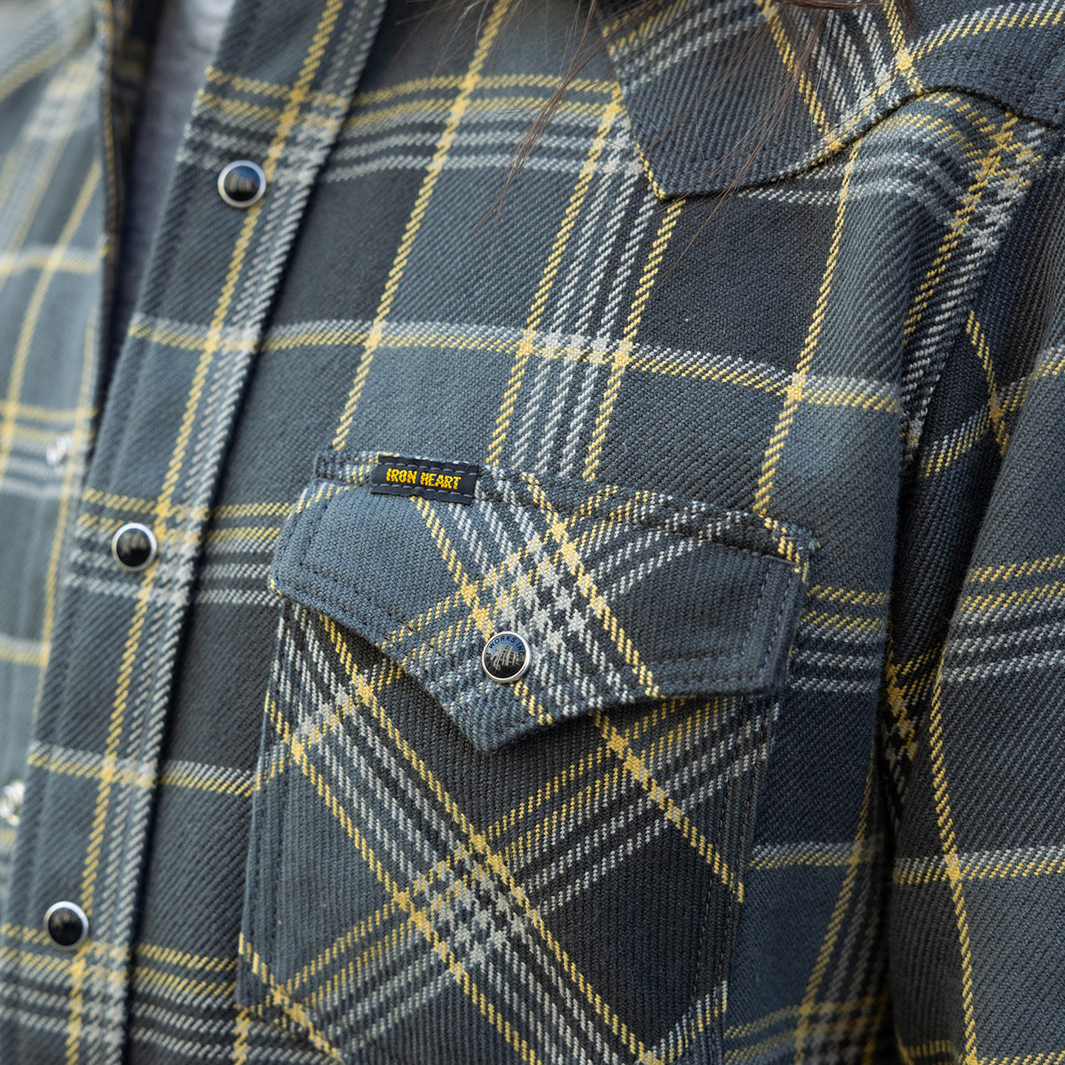 IHSH-461-GRY - FW26 - Ultra Heavy Flannel Check Western Shirt - Grey