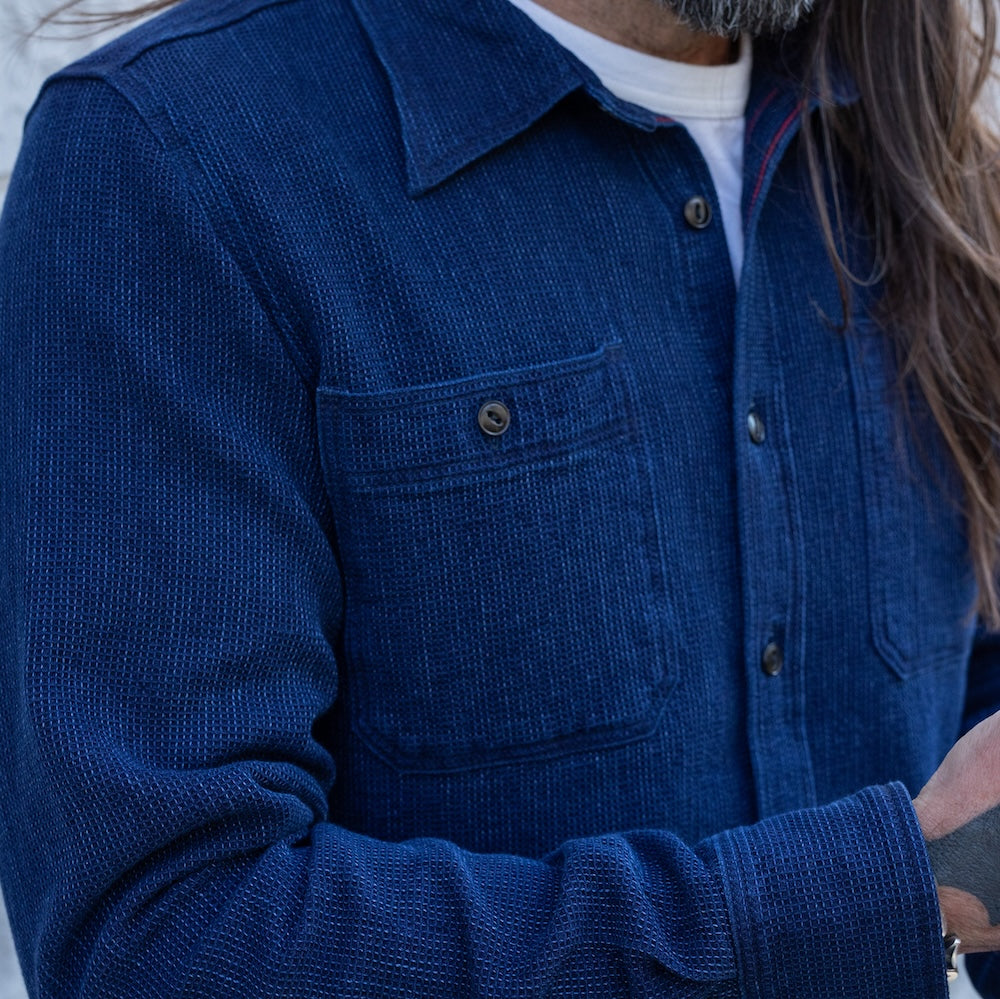 IHSH-96-IND - Waffle Work Shirt - Indigo – IRON HEART GERMANY