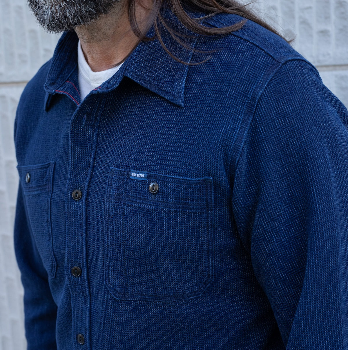 IHSH-96-IND - Waffle Work Shirt - Indigo – IRON HEART GERMANY