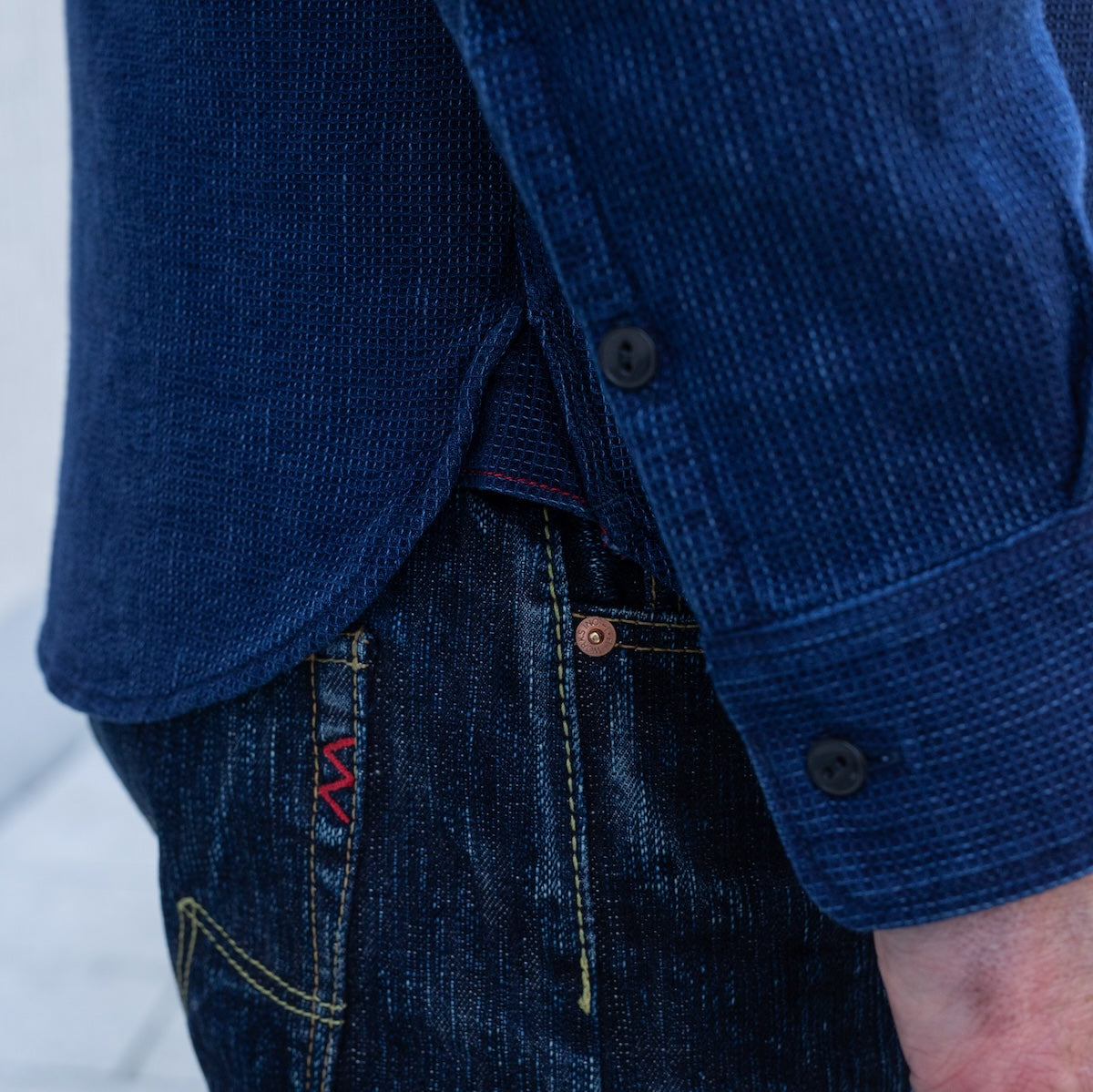 IHSH-96-IND - Waffle Work Shirt - Indigo – IRON HEART GERMANY