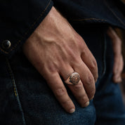 IHSI-16 - Iron Heart Sterling Silver Button Ring