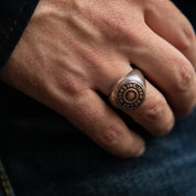 IHSI-16 - Iron Heart Sterling Silver Button Ring
