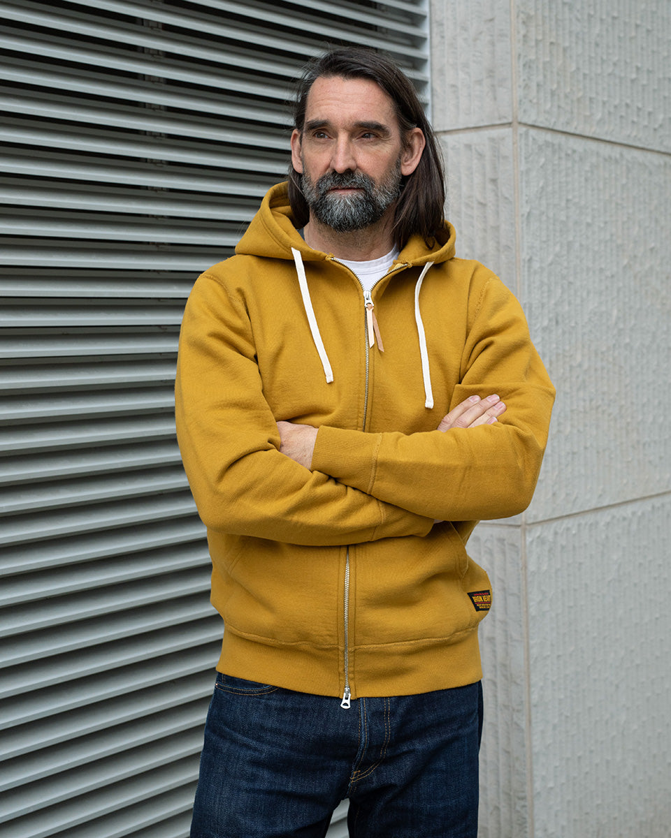 IHSW-81L-MUS-NP - 14oz Ultra Heavyweight Loopwheel Cotton Zippered Hoodie - Mustard