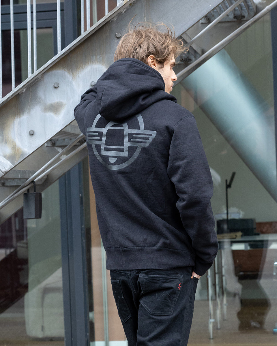 IHSW-84-BLK - FW26 -  Printed 14oz Ultra Heavyweight Loopwheel Cotton Hoodie - Black