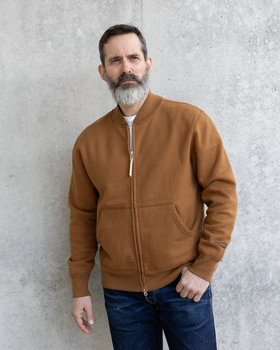 IHSW-85-BRN - FW-26 - 14oz Ultra Heavyweight Loopwheel Zip Up Award Sweater - Brown