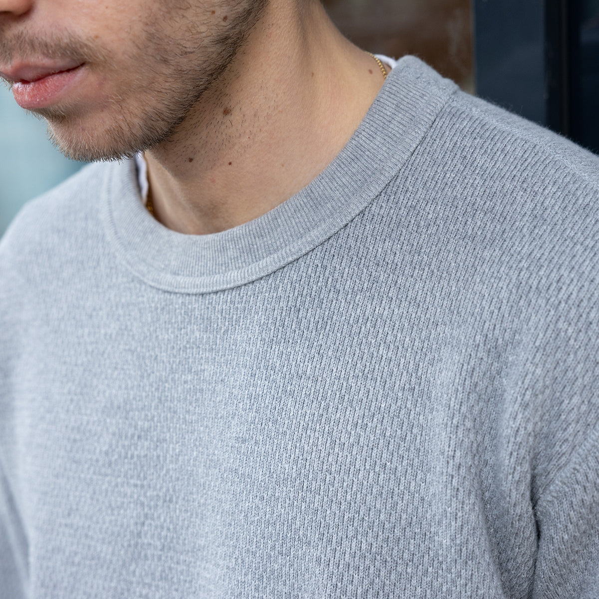 IHSW-86-GRY - FW26 - Heavyweight Thermal Crew Neck Sweater - Grey