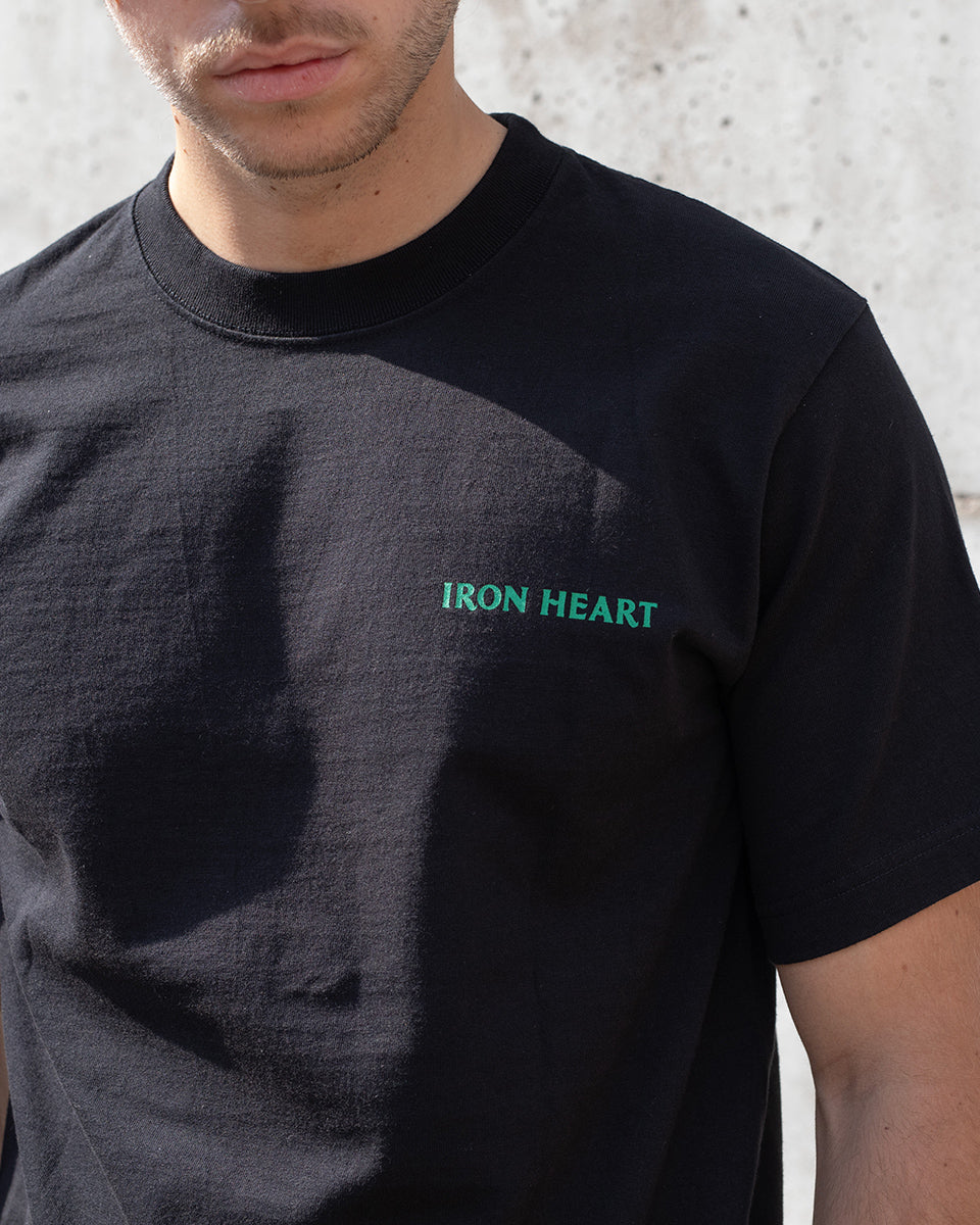IHT-555-BLK - 7.5oz Printed Loopwheel Crew Neck T-Shirt - Black