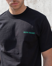 IHT-555-BLK - 7.5oz Printed Loopwheel Crew Neck T-Shirt - Black