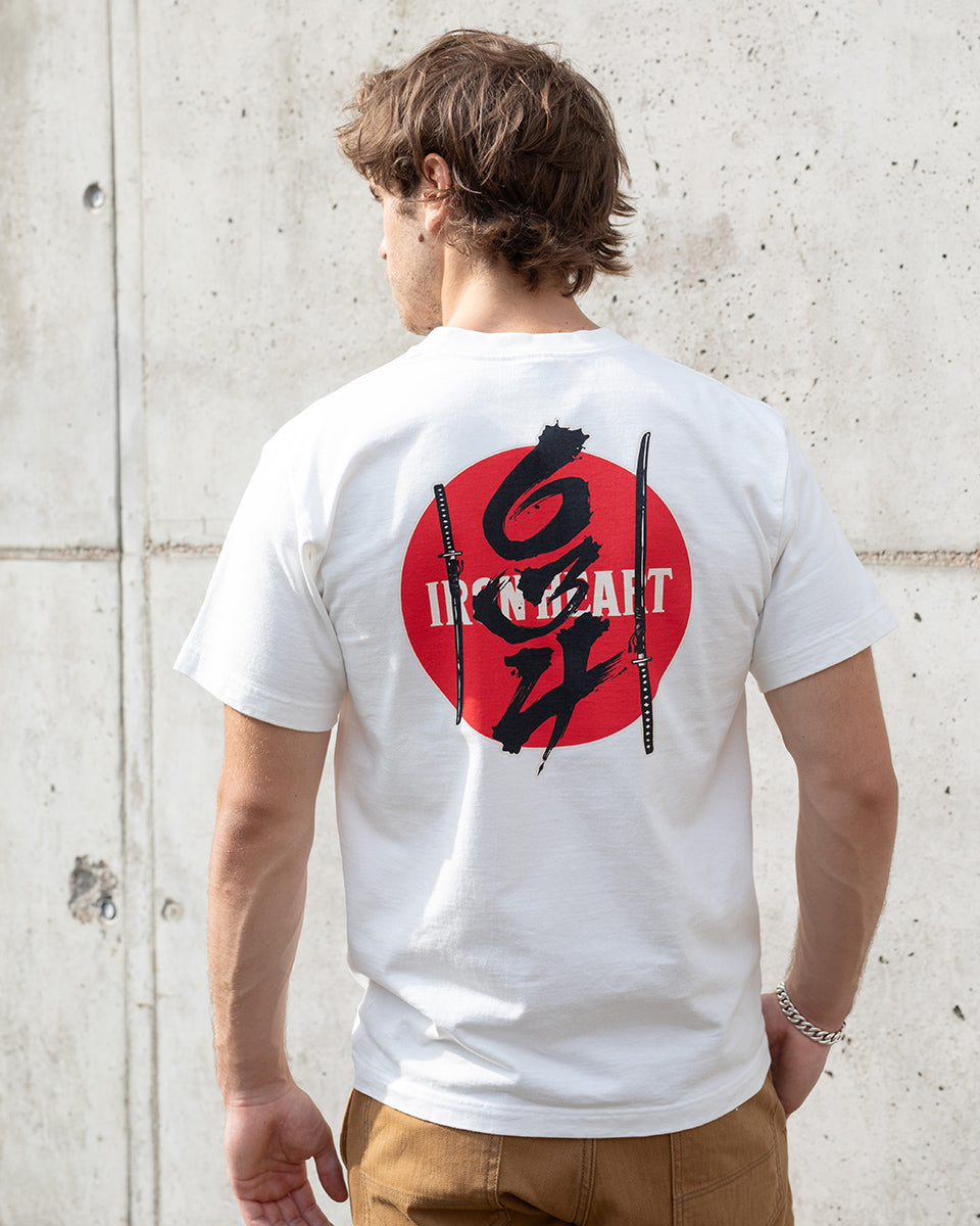 IHT-634-WHT - 7.5oz Printed Loopwheel Crew Neck T-Shirt - White