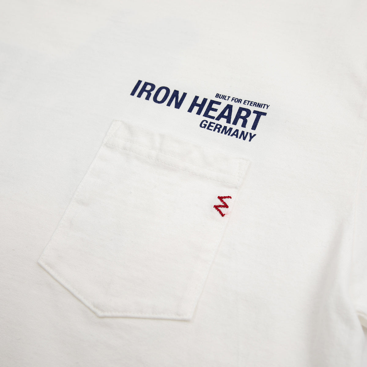 IHT-IHG-7-P-WHT/2 - Iron Heart Germany 7.5oz Loopwheel Crew Neck Pocket T-Shirt - White
