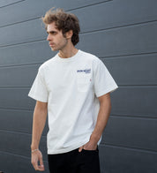 IHT-IHG-7-P-WHT/2 - Iron Heart Germany 7.5oz Loopwheel Crew Neck Pocket T-Shirt - White