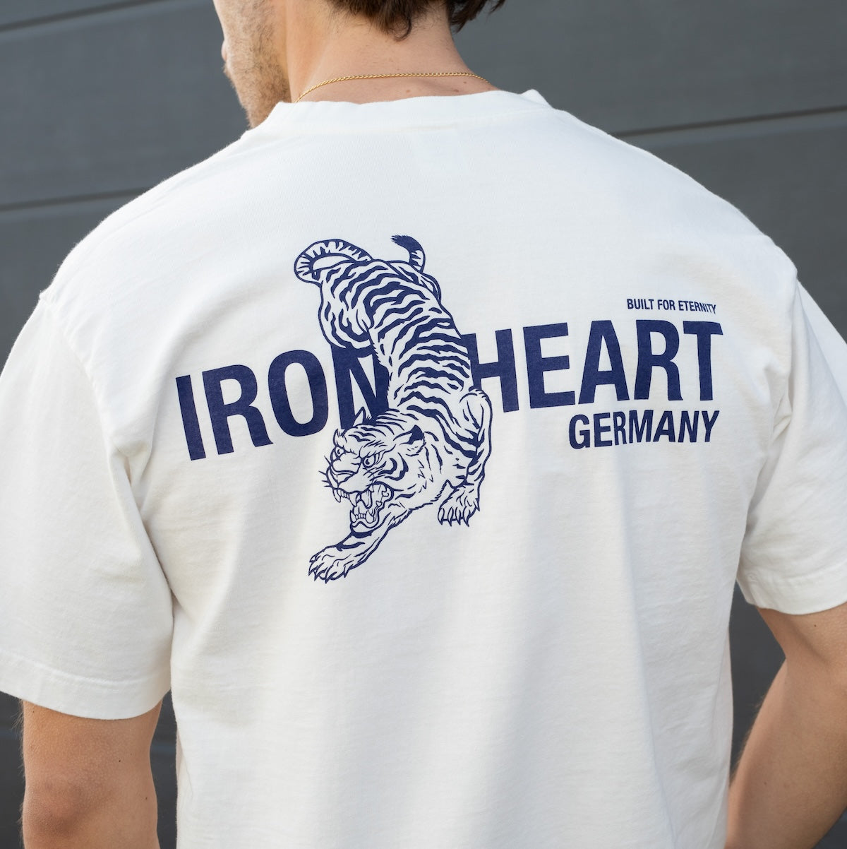IHT-IHG-7-P-WHT/2 - Iron Heart Germany 7.5oz Loopwheel Crew Neck Pocket T-Shirt - White