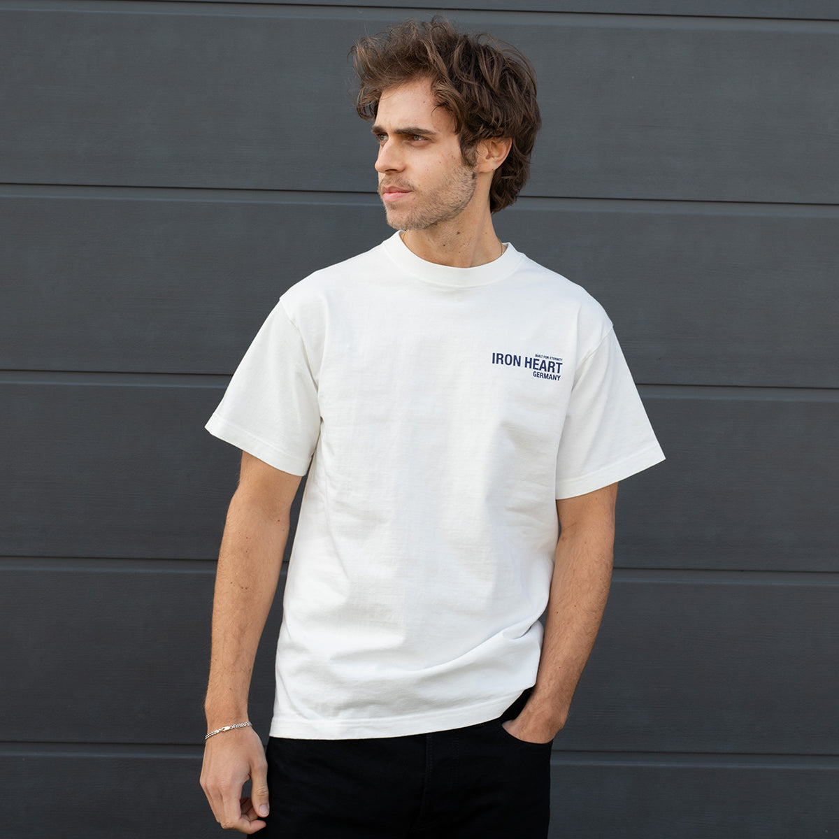 IHT-IHG-7-WHT - Iron Heart Germany 7.5oz Loopwheel Crew Neck T