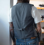IHV-47-IND - 10.5oz Narrow Stripe Hickory Work Vest - Indigo